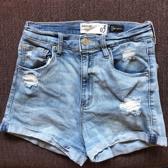 Garage High Waist Stretch Jean Shorts - Picture 1 of 3